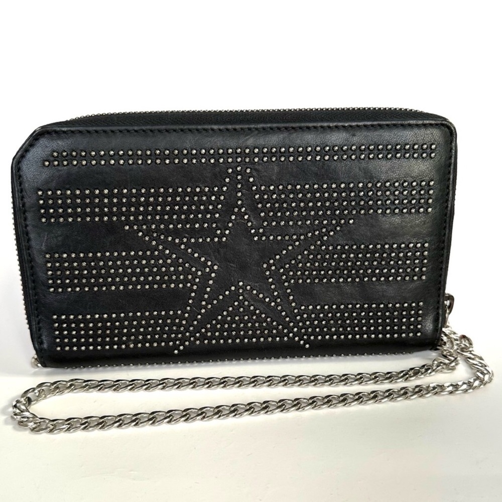 Jimmy Choo Black leather Wallet with Silver Studs in a star design.